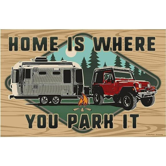 Home is Where You Park It Rubber Door Mat Jeep Trailer Indoor Outdoor 25 x 17-in - Picture 1 of 3